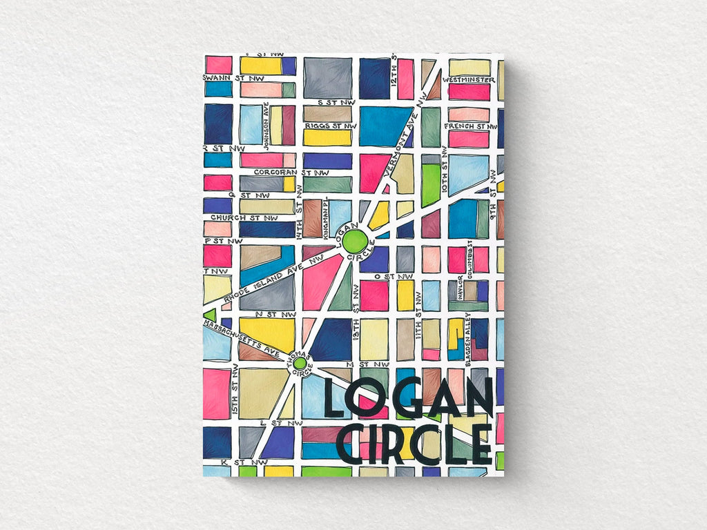 Logan Circle Art Map Greeting Card