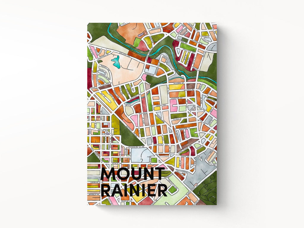 Mount Rainier Art Map Greeting Card