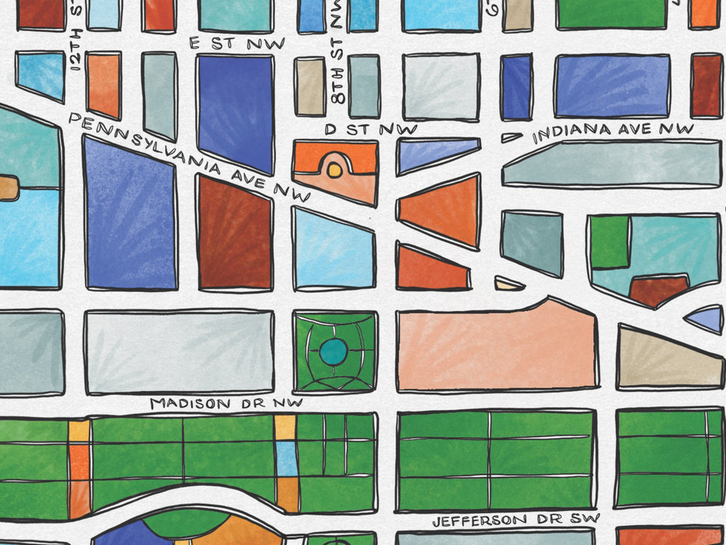 National Mall Art Map Greeting Card
