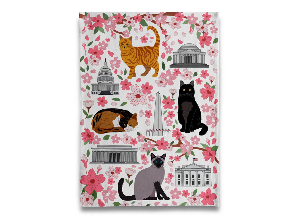 Nation's Capital Cherry Blossom Kitty Cats Tea Towel