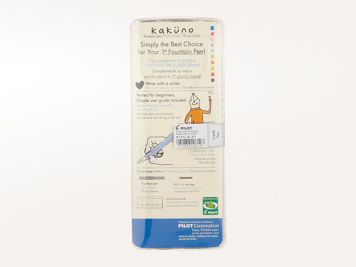 Pilot Kakuno Fountain Pen - Extra Fine - Clear Barrel