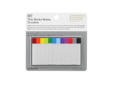 Stalogy Thin Sticky Notes 12 Colors