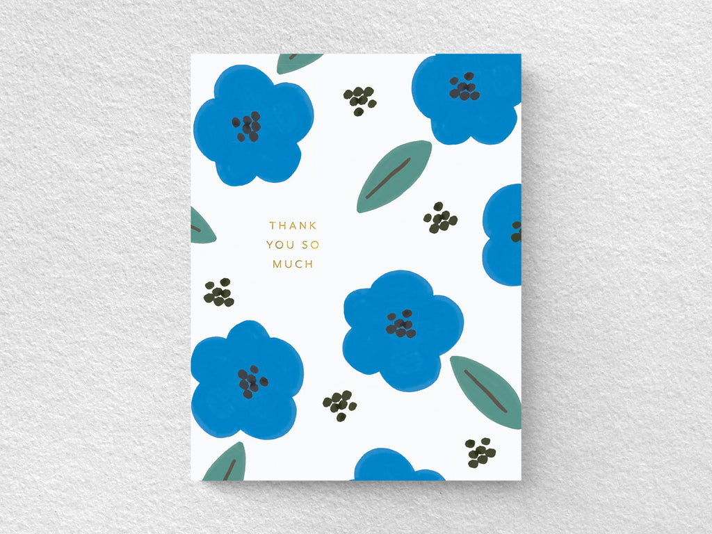 Thank You Blue Florals Greeting Cards, Box of 6