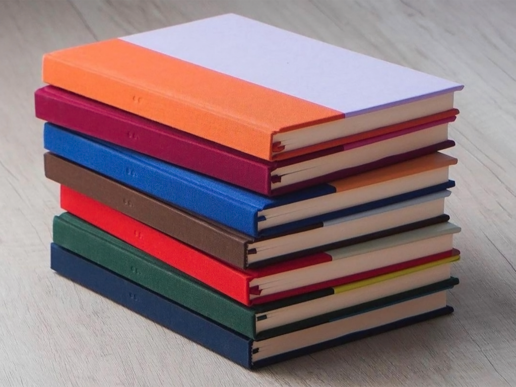 The Cutting Edge Color Block Notebook - Tangerine + Lavender