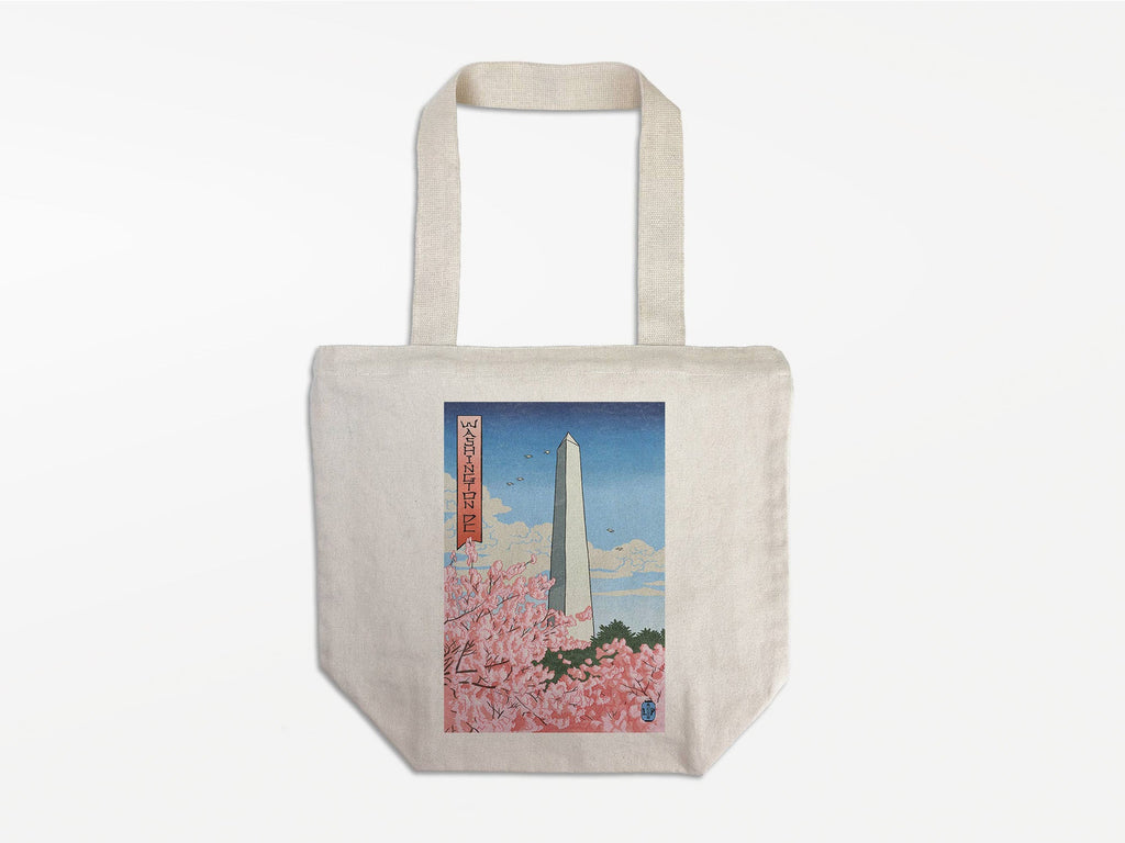 Tote Bag Washington Monument Cherry Blossoms