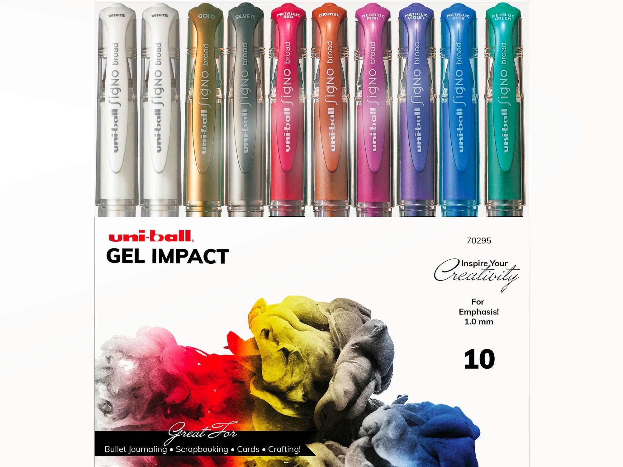 2Set X Uni-Ball Signo Broad Point Gel Impact Pen - White Ink - Total 12  Pens/Made in Japan