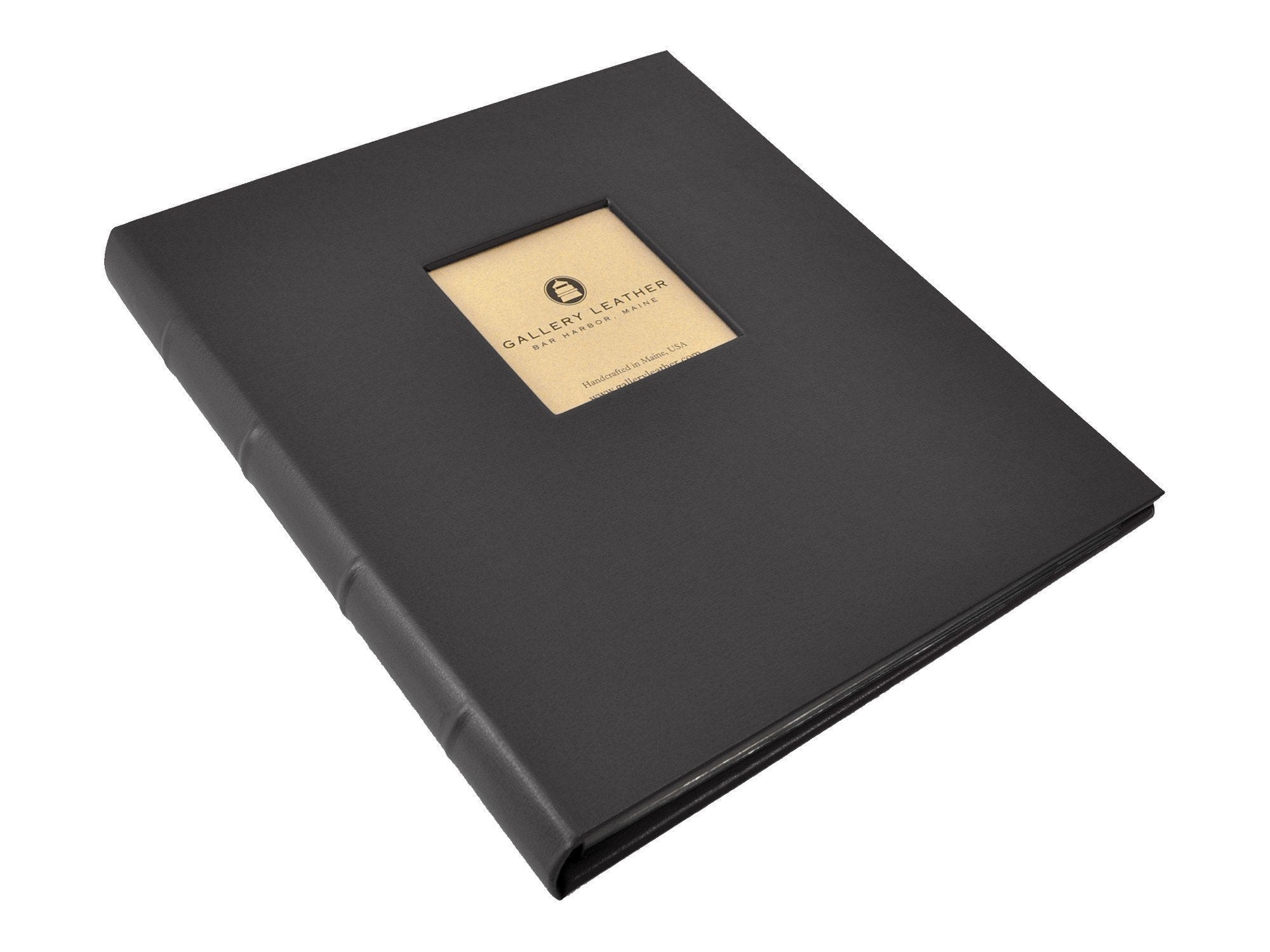 Gallery Leather Presentation Binder 3/4 with Window and Hubbed Spine Freeport Black
