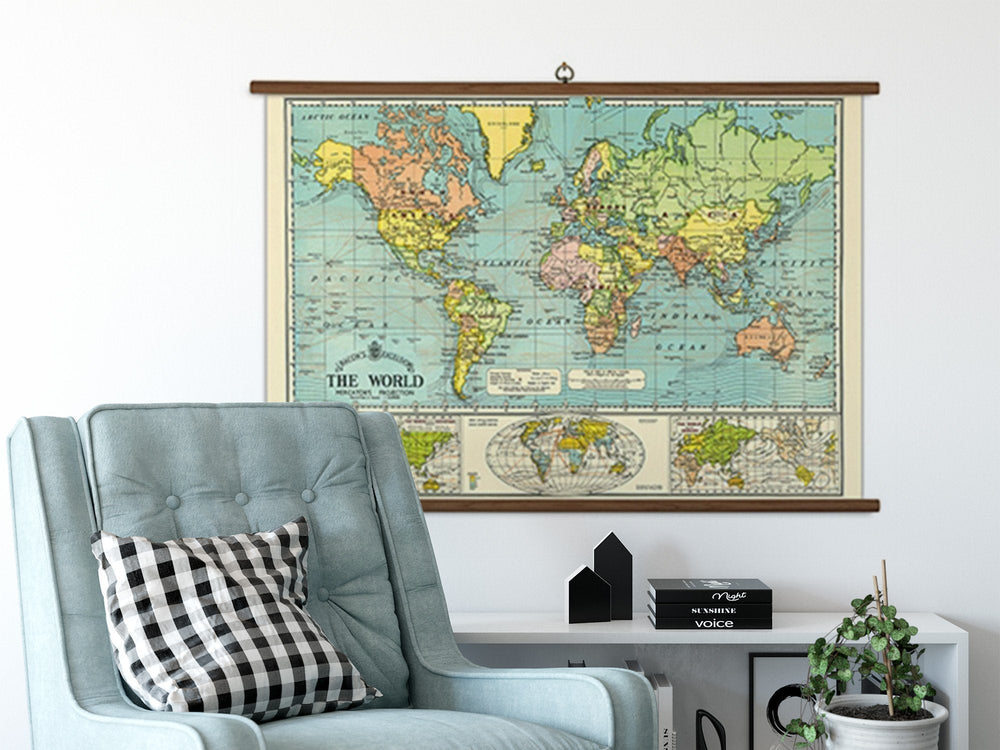 Cavallini Vintage School Chart - World Map