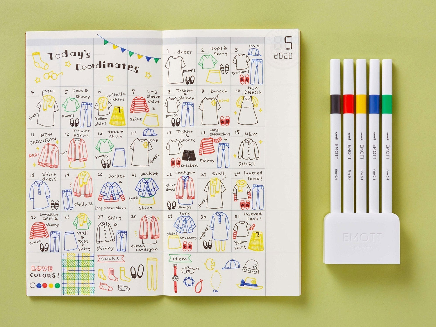 Emott Ever Fine Color Liners Set of 5 - Vivid Colors