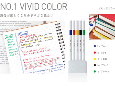 Emott Ever Fine Color Liners Set of 5 - Vivid Colors