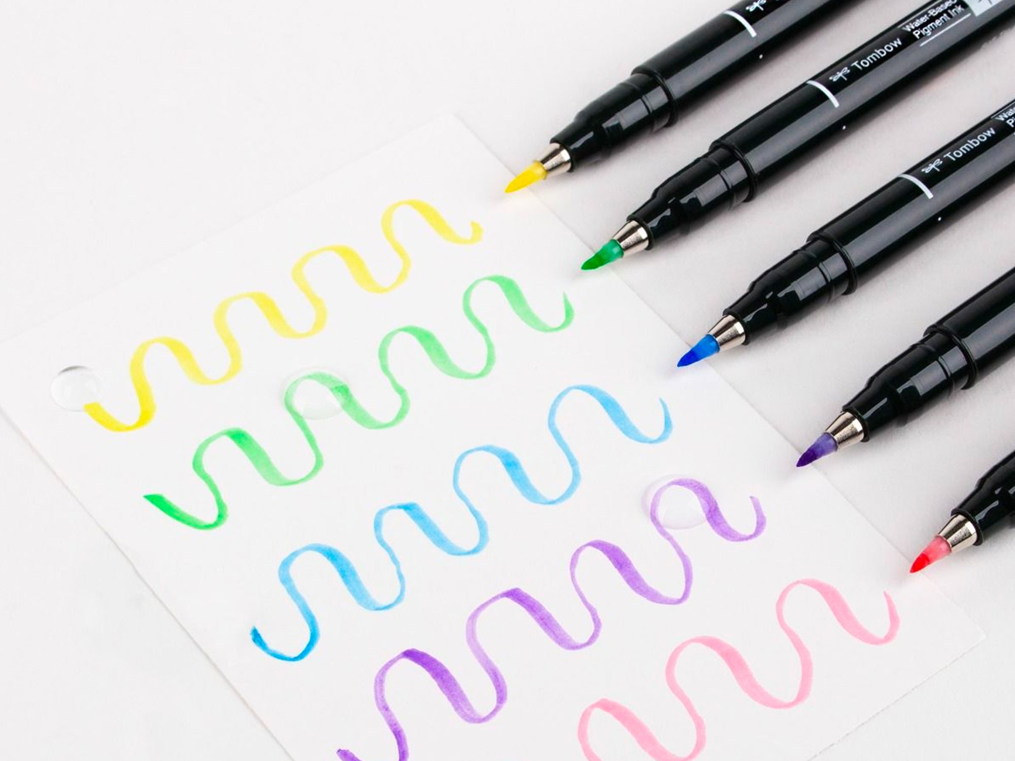 Tombow Fudenosuke Colors Brush Pen - 6 Color Set