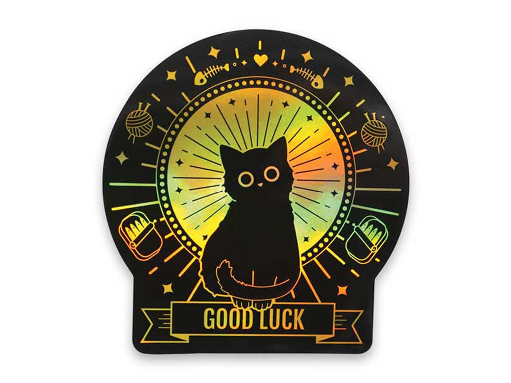 Good Luck Cat Round Sticker