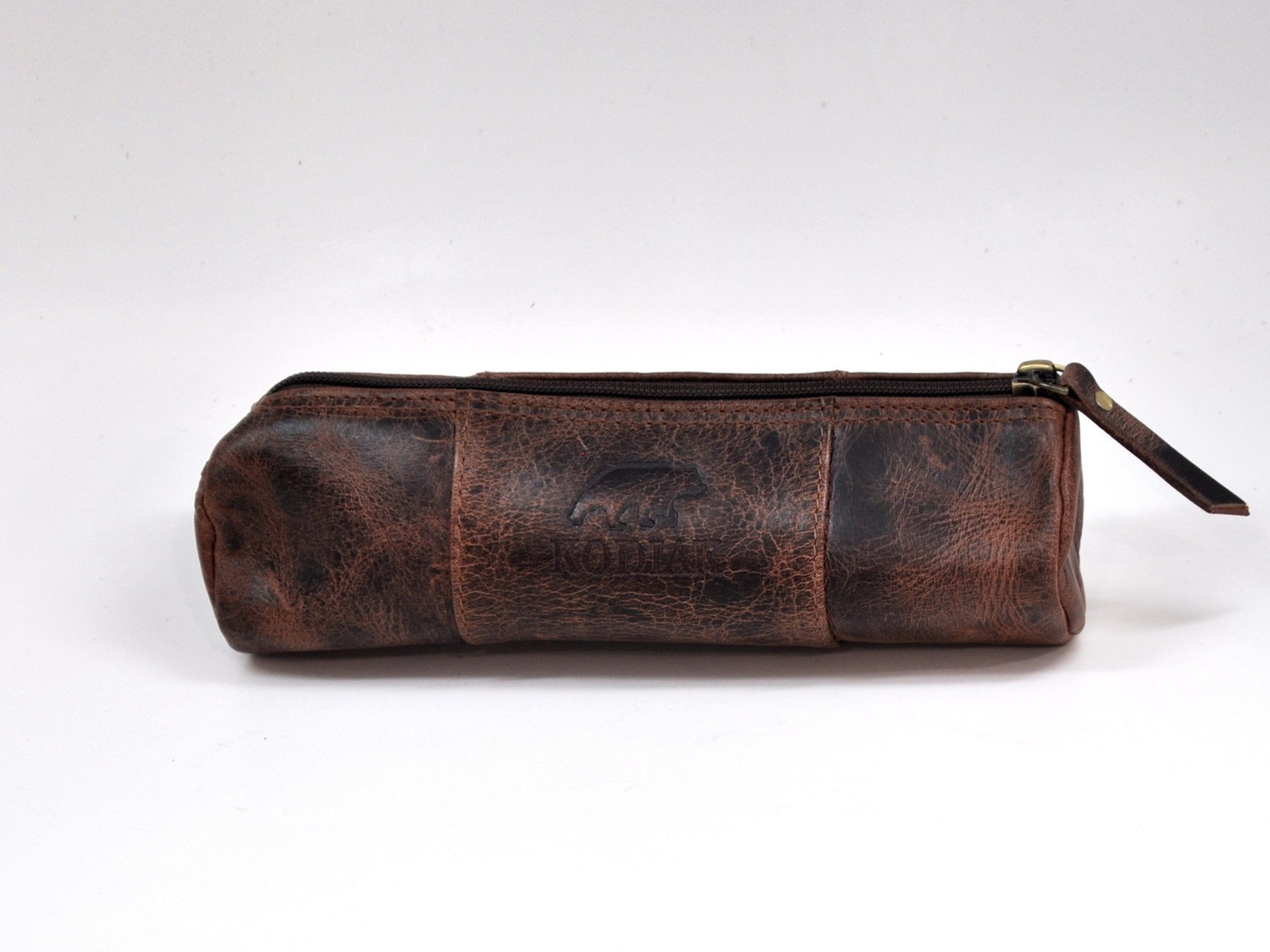 Buffalo Leather Pencil Case Dark Walnut | Kodiak Leather Co.