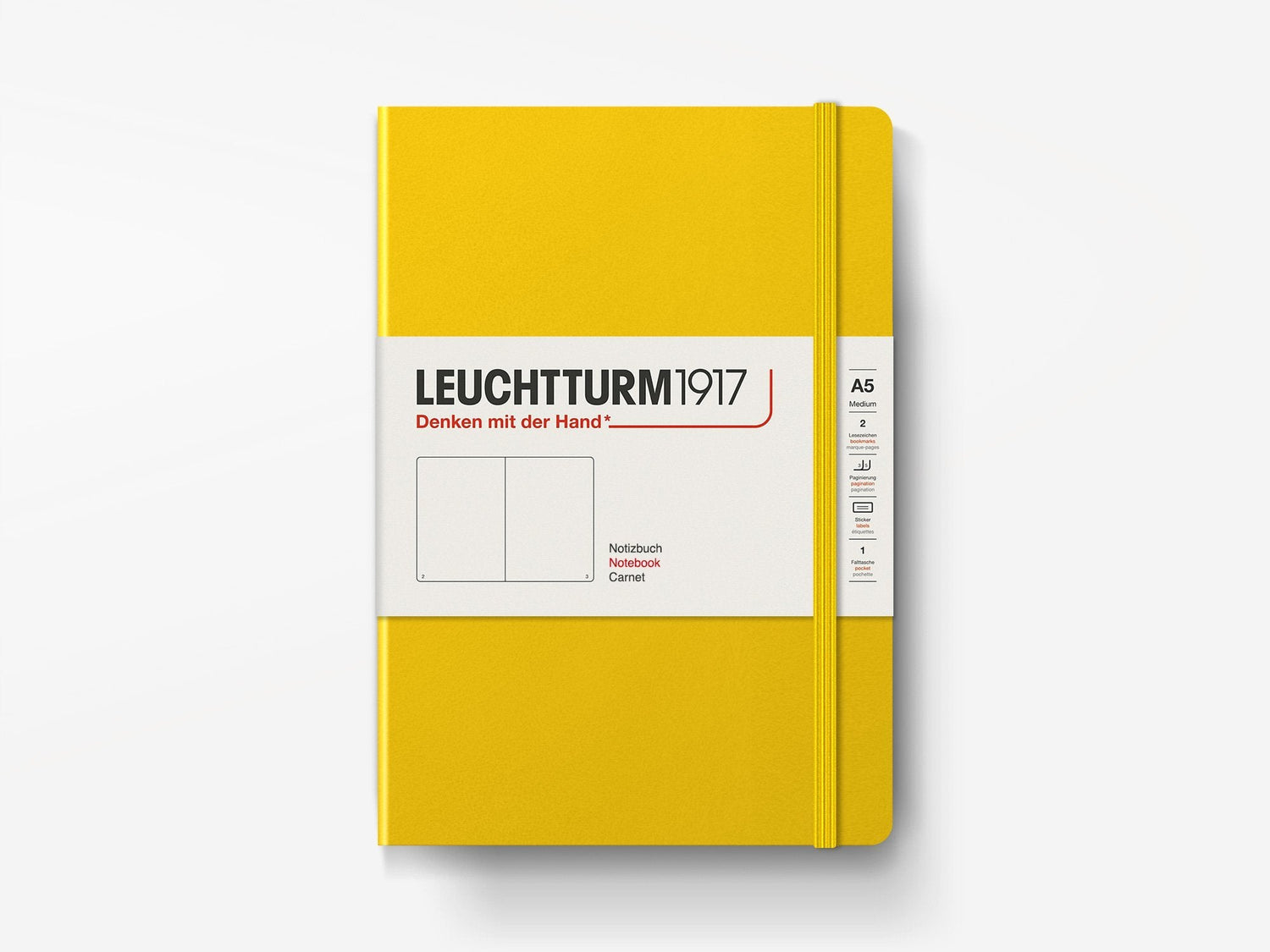 LEUCHTTURM1917 Softcover A5 Notebook - 123 Numbered Pages With Ruled Paper, 2 Bookmarks & Elastic Closure (Lemon Yellow)