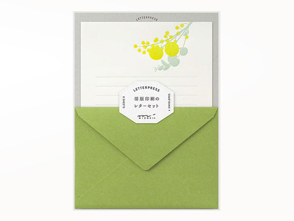 Midori Letter Writing Set - 461 Letterpress Yellow Bouquet