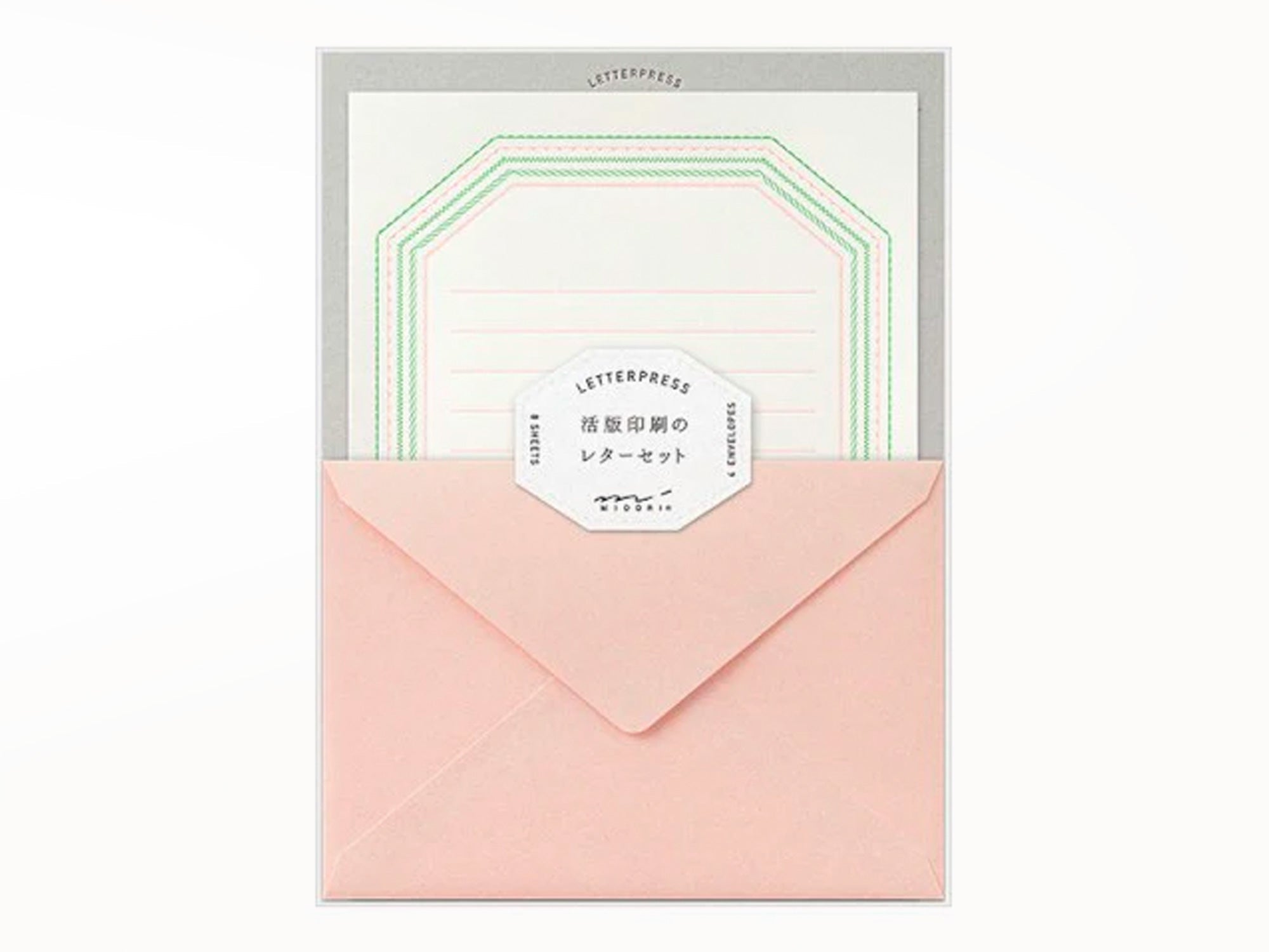 Midori Letterpress Stationery Set, Frame Pink