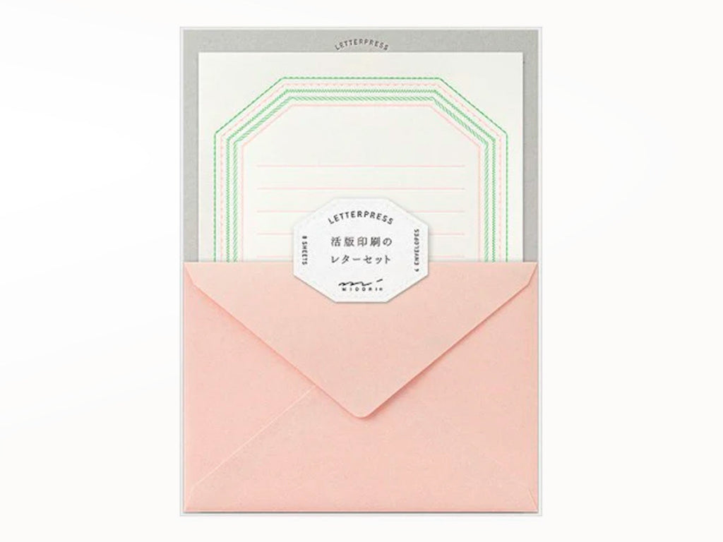 Midori Letter Writing Set - 462 Letterpress Pink Frame