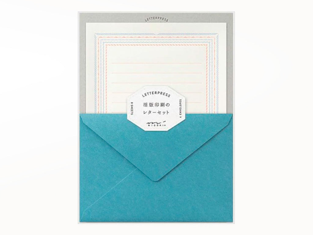 Midori Letter Writing Set - 463 Letterpress Blue Frame