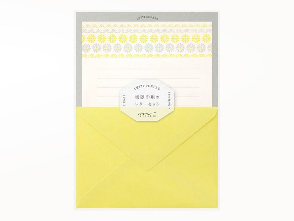 Midori Letter Writing Set - 477 Letterpress Flower Line