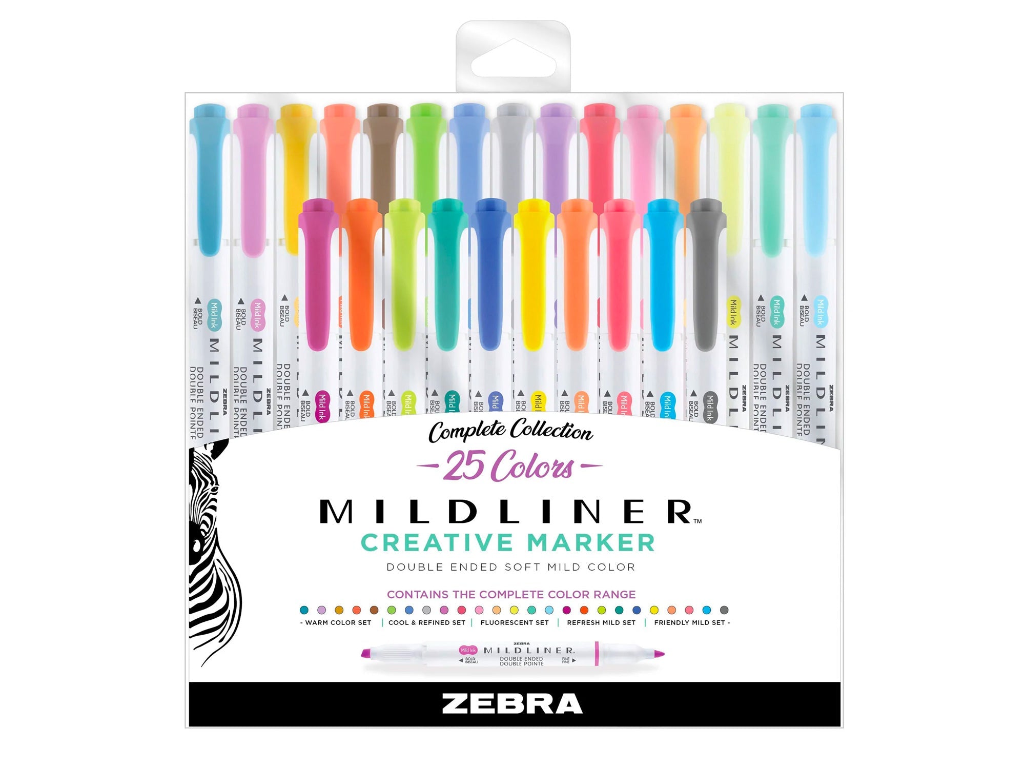 Dual ended highlighter Mildliner - Zebra - Fluorescent Blue Green
