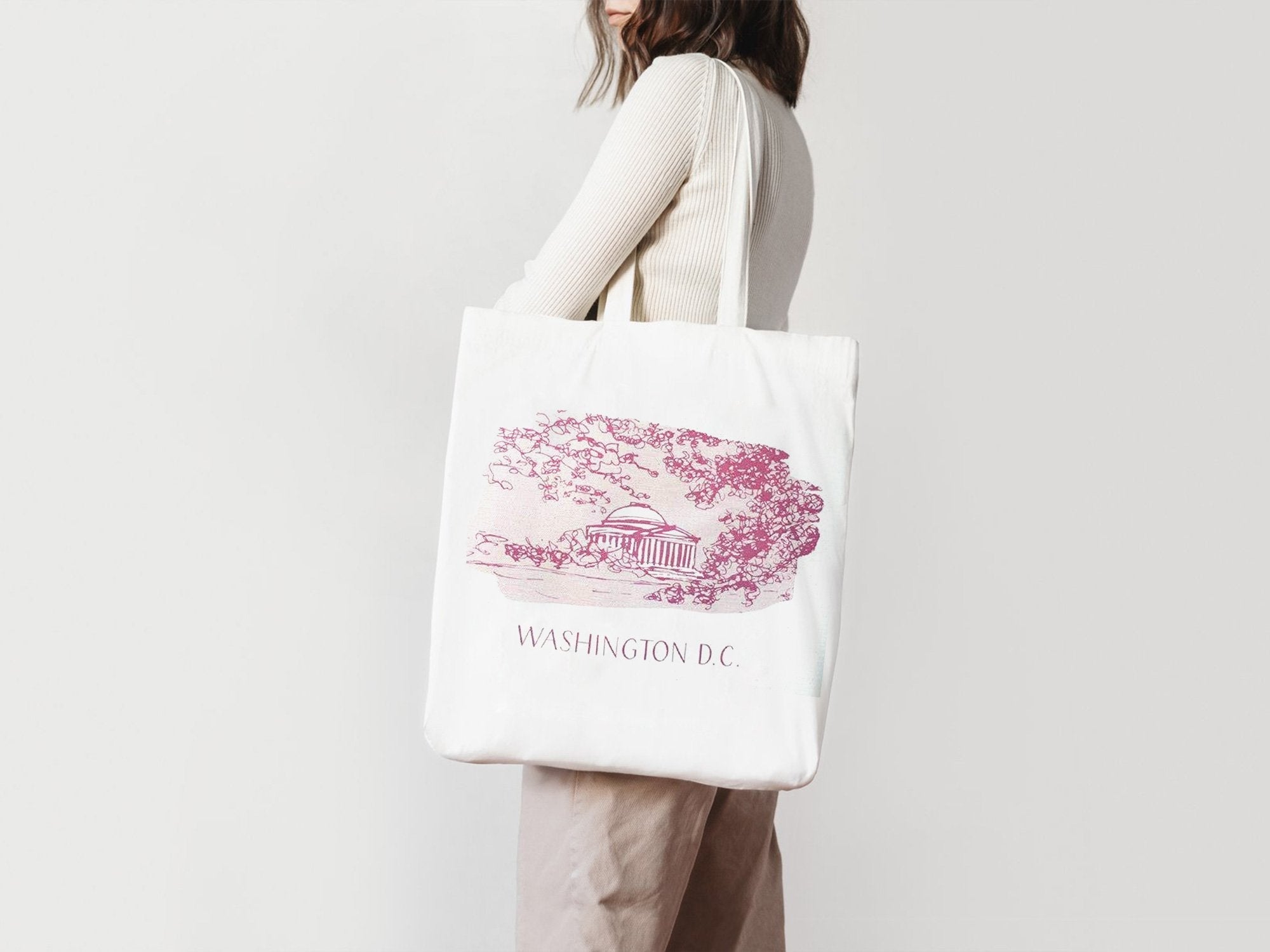 Cherry Blossom Pink Black Tote Bag