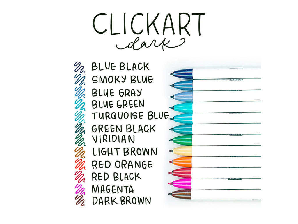 Zebra ClickArt Retractable Marker Pens Set of 12 - Dark