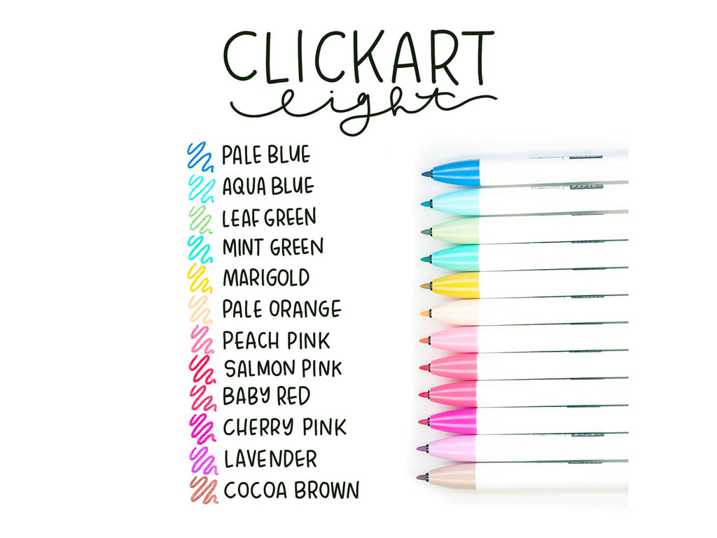 Zebra ClickArt Retractable Marker Pens Set of 12 - Light