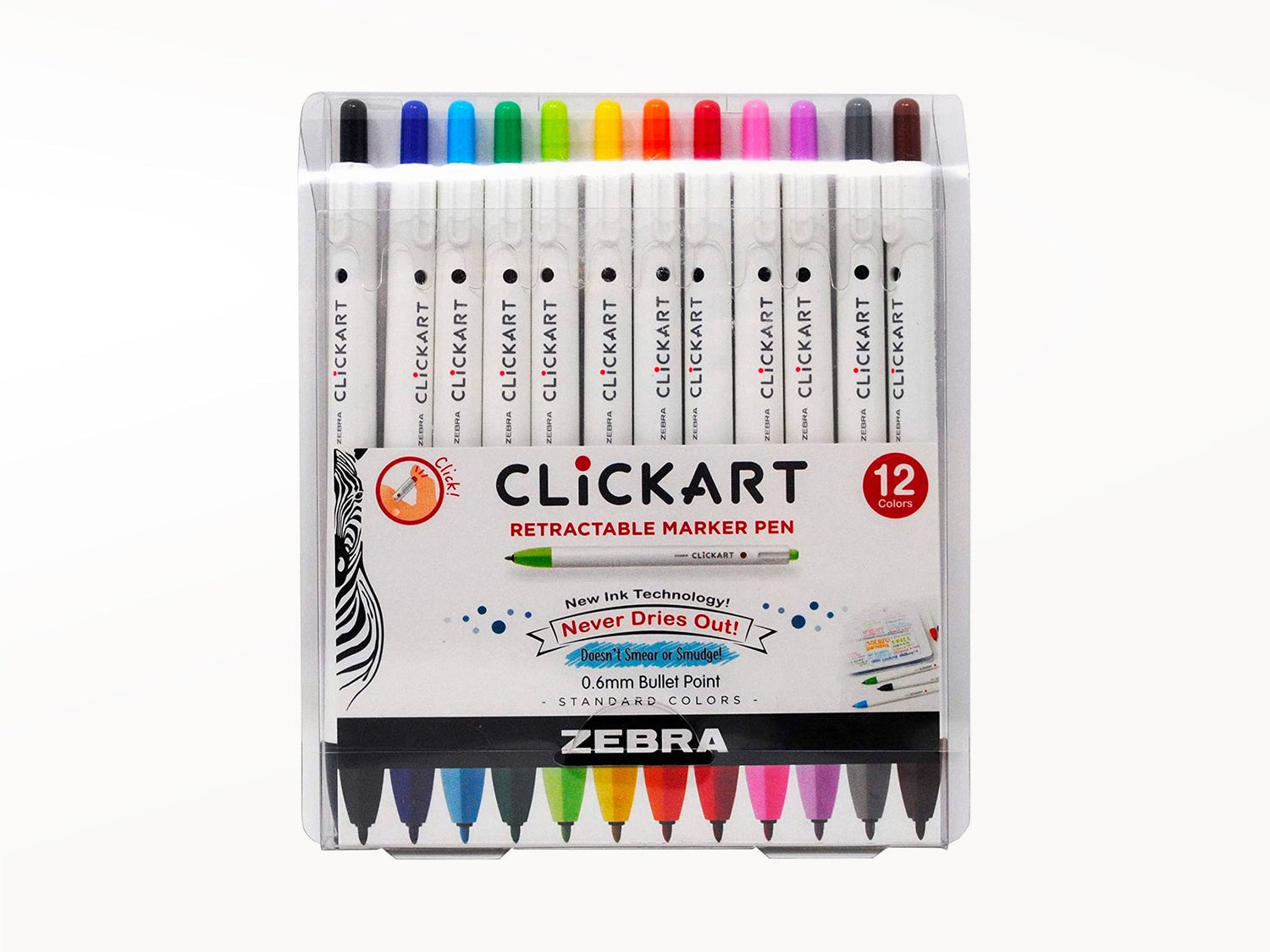 Zebra ClickArt Retractable Marker Pens Set of 12 Standard